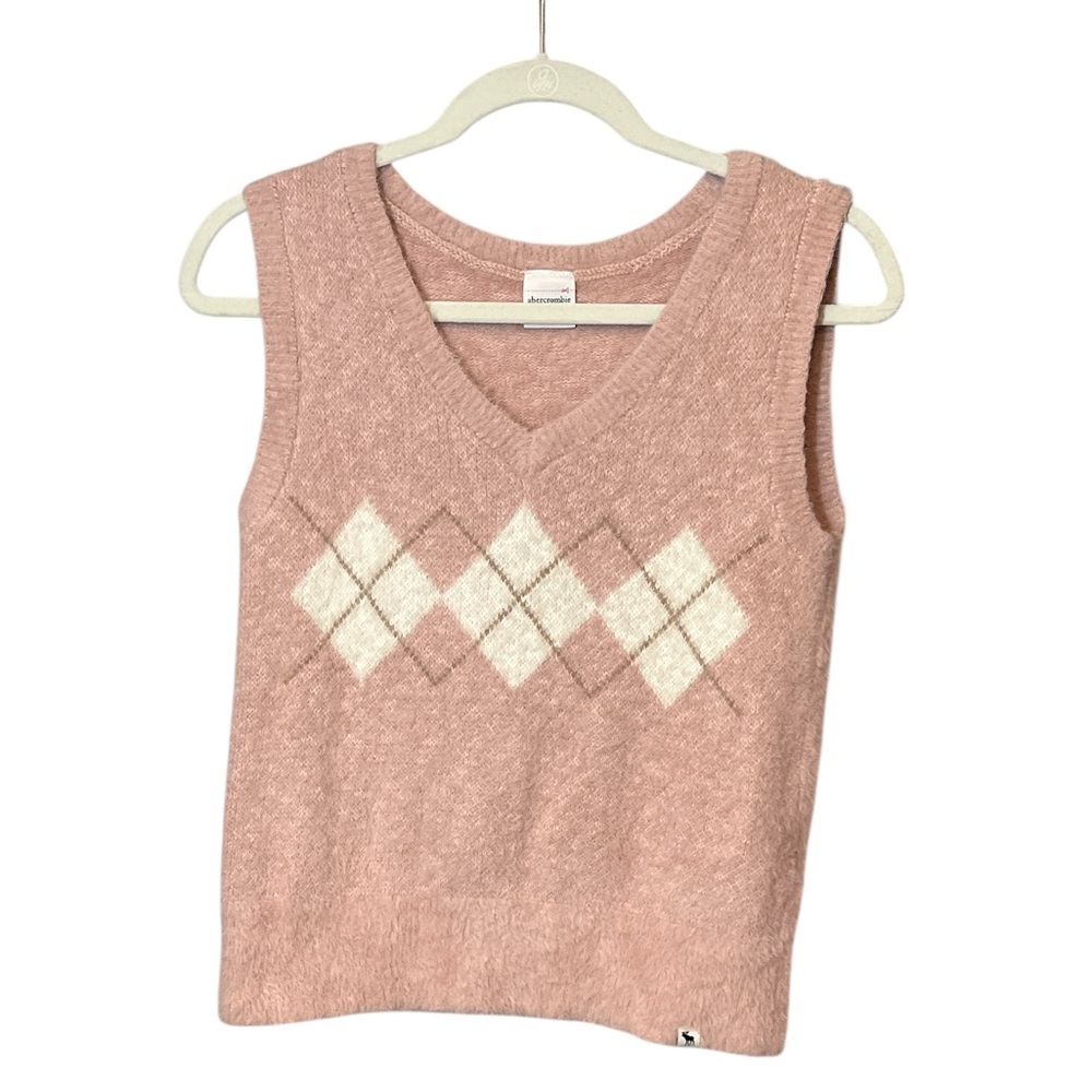 Abercrombie Kids Pink  Cozy Fuzzy Sweater Vest Size 13-14 Academia Cottagecore